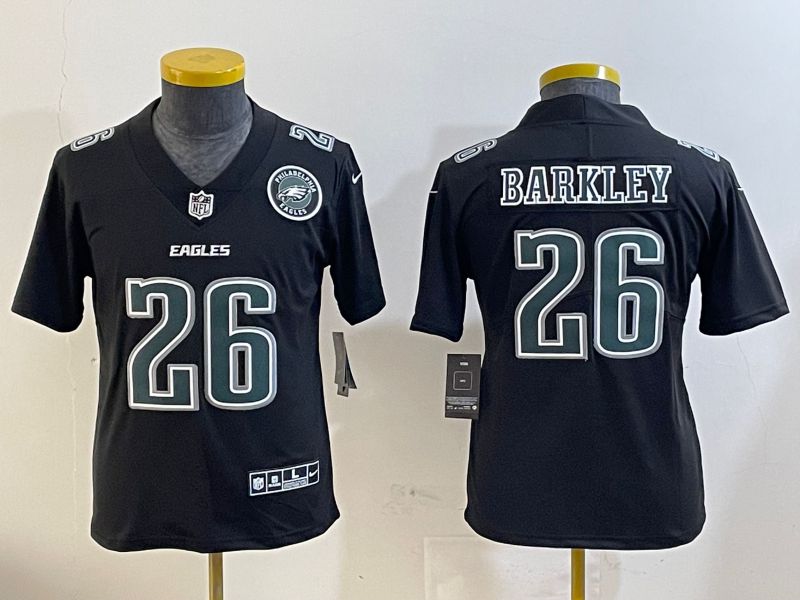 Youth Philadelphia Eagles 26 Barkley Black Fashion 2025 Nike Limited NFL Jersey style 4